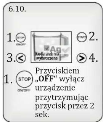 6.10. 1. STOP ON/OFF 3. ◀ 2. Media set na wytworzone 4. 1. STOP ON/OFF Przyciskiem "OFF" wyłącz urządzenie przytrzymując przycisk przez 2 sek.