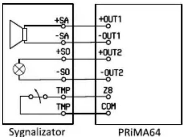 +SA -SA +SO -SO TMP TMP +OUT1 -OUT1 +OUT2 -OUT2 Z8 COM Sygnalizator PRiMA64