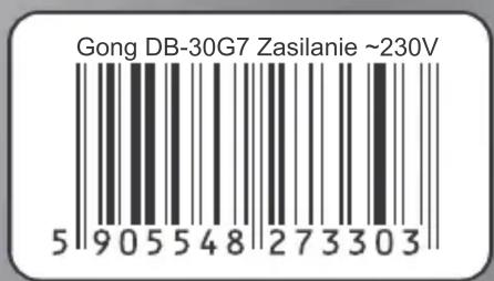 Gong DB-30G7 Zasilanie ~230V 5 9 0 5 5 4 8 2 7 3 3 0 3