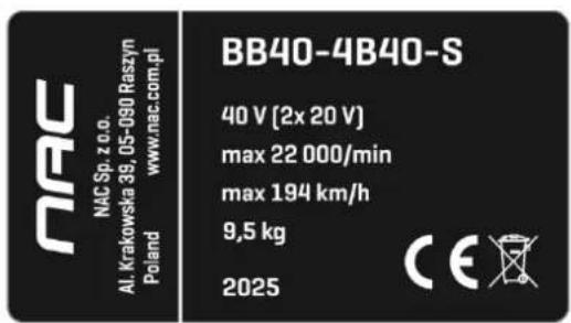 NAC BB40-4B40-S - Inne oznaczenia na maszynie - 1
