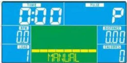 TIME 0:00 PULSE P RUN 0.0 DISTANCE 0.00 LOAD 1 CALORIES 0 MANUAL