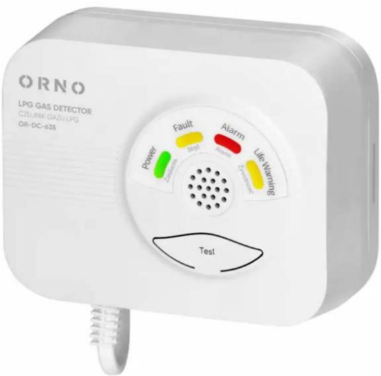 ORNO LPG GAS DETECTOR CZUJNK GAZU LPG OR-DC-635 Power Zackaria Fault Bip Alarm Life Warning Test