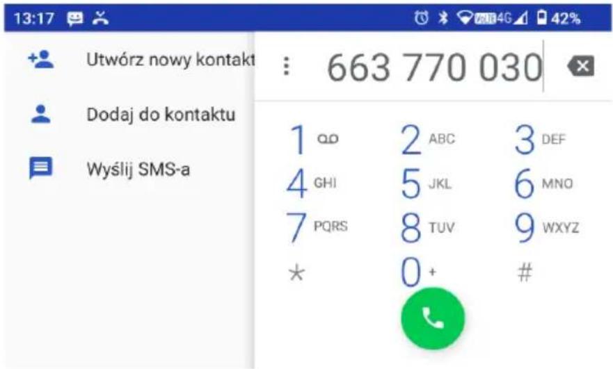 13:17 Utwórz nowy kontakt Dodaj do kontaktu Wyślij SMS-a 663 770 030 1 00 4 GHI 7 PQRS * 2 ABC 5 JKL 8 TUV 0+ 3 DEF 6 MNO 9 WXYZ # 42% 4G 4K 6MNO