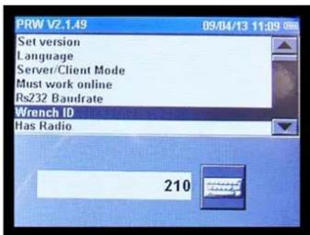 PRW V2.1.49 09/04/13 11:09 GMT Set version Language Server/Client Mode Must work online Rs232 Baudrate Wrench ID Has Radio 210