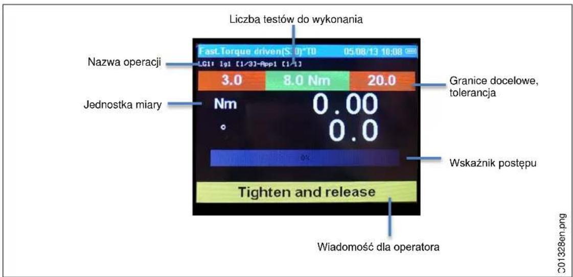 Liczba testów do wykonania Fast Torque driven(S: 0)*T0 05/08/13 10:08 LGII lgI [1/3]-App1 [1/1] Nazwa operacji 3.0 8.0 Nm 20.0 Jednostka miary Nm 0.00 0.0 Granice docelowe, tolerancja Wskaźnik postępu Tighten and release Wiadomość dla operatora C01328en.png