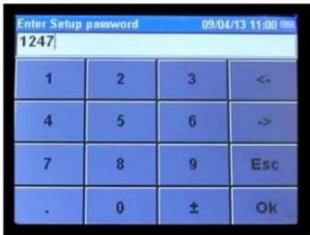 Enter Setup password 09/04/13 11:00 1247 1 2 3 < 4 5 6 -> 7 8 9 Esc . 0 ± Ok