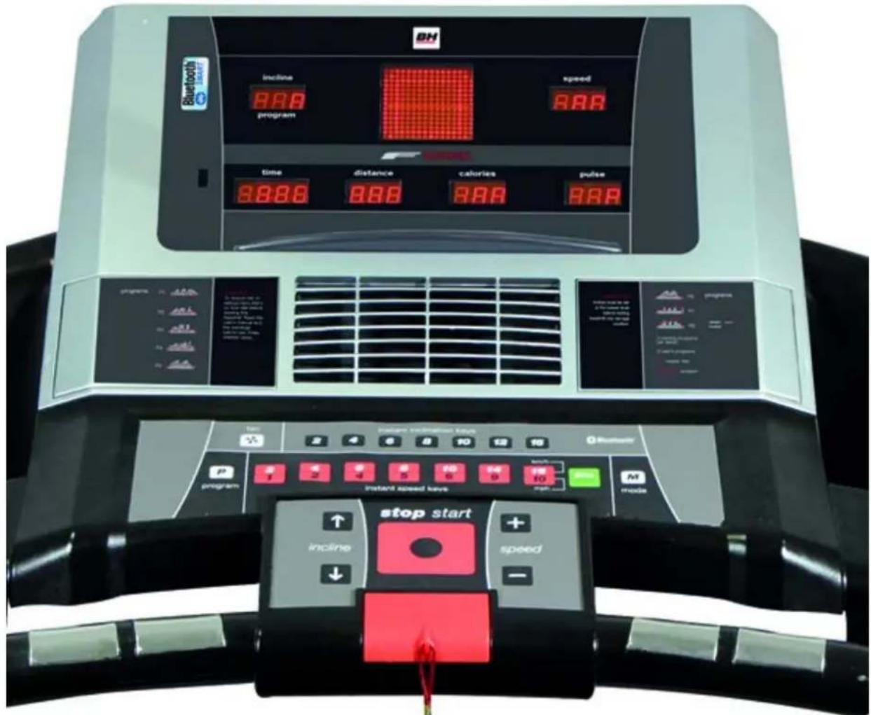 BH incline 8.000 program speed 8.000 time distance calories pulse 8.000 8.000 8.000 stop start + incline + speed -