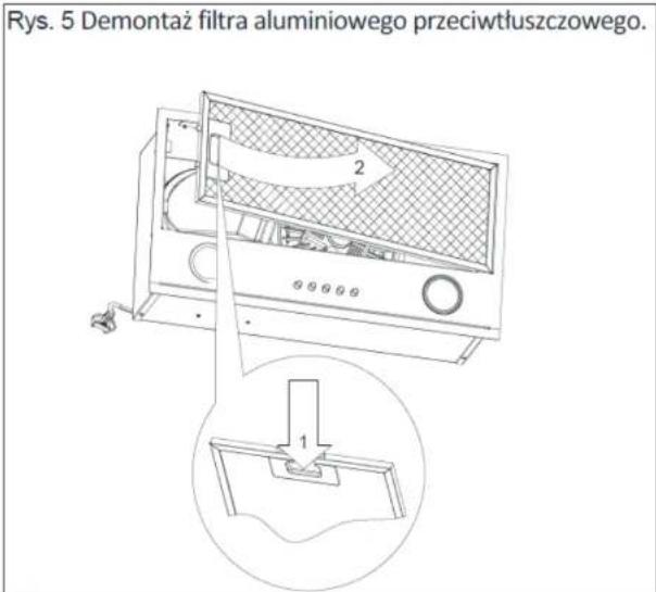 Rys. 5 Demontaż filtra aluminiowego przeciwtłuszczowego.