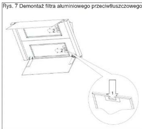 Rys. 7 Demontaż filtra aluminiowego przeciwtłuszczowego