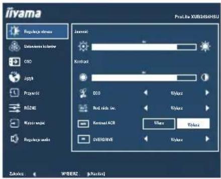 IIYAMA ProLite XUB2494HS-B2 - ZAWARTOŚĆ MENU REGULACJA - 2