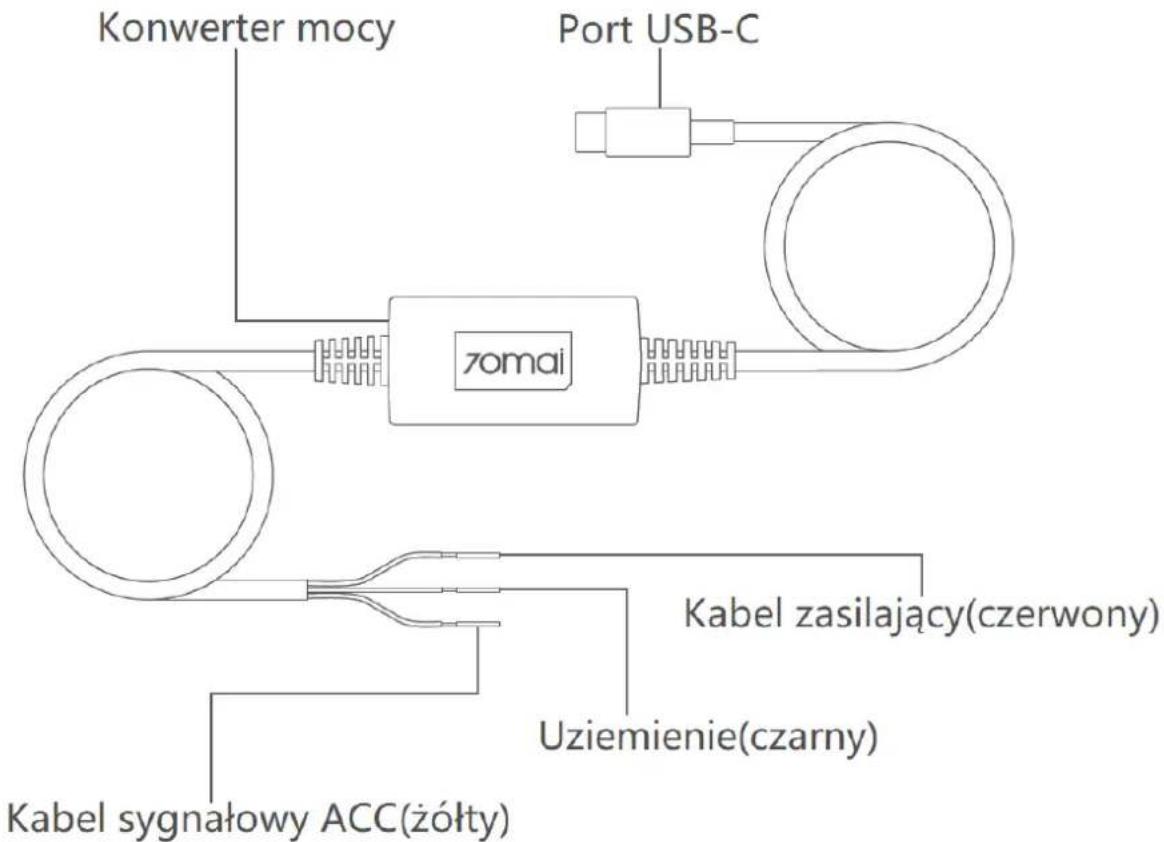 Konverter mocy Port USB-C zomai Kabel sygnałowy ACC(żółty) Kabel zasilający(czerwony) Uziemienie(czarny)