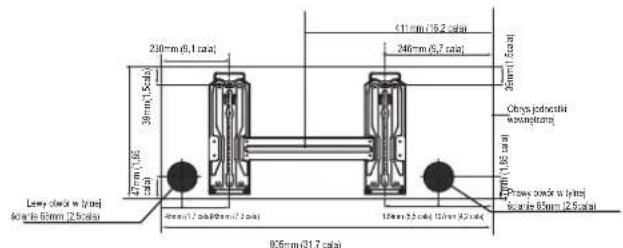230mm (8,1 cala) 39mm (1,5cala) 47mm (1,5cala) 40mm (1,2 cala (20mm x 1,2 cala)) 120mm (5,5 cala) (10mm x 4,5 cala) 0.6mm (31,7 cala) 411mm (35,2 cala) 246mm (6,7 cala) 20mm (1,5cala) Obrys podrostki wawstrotu Prawy podstr w lystoj Kcanie 65mm (2,5 cala)