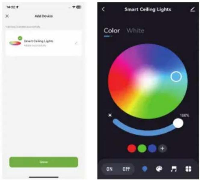 Add Device 100% white LED Smart Ceiling Lights 400% white LED Clear Smart Ceiling Lights Color White 100% ON OFF