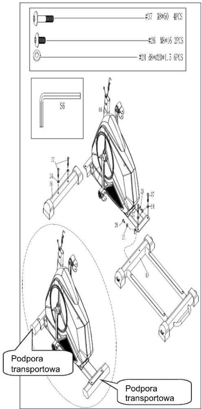 #37 M8*50 4PCS #26 M8*16 2PCS #24 d8*Ø20*1.5 6PCS S6 37 24 36 61 25 37 24 26 21 40 Podpora transportowa Podpora transportowa