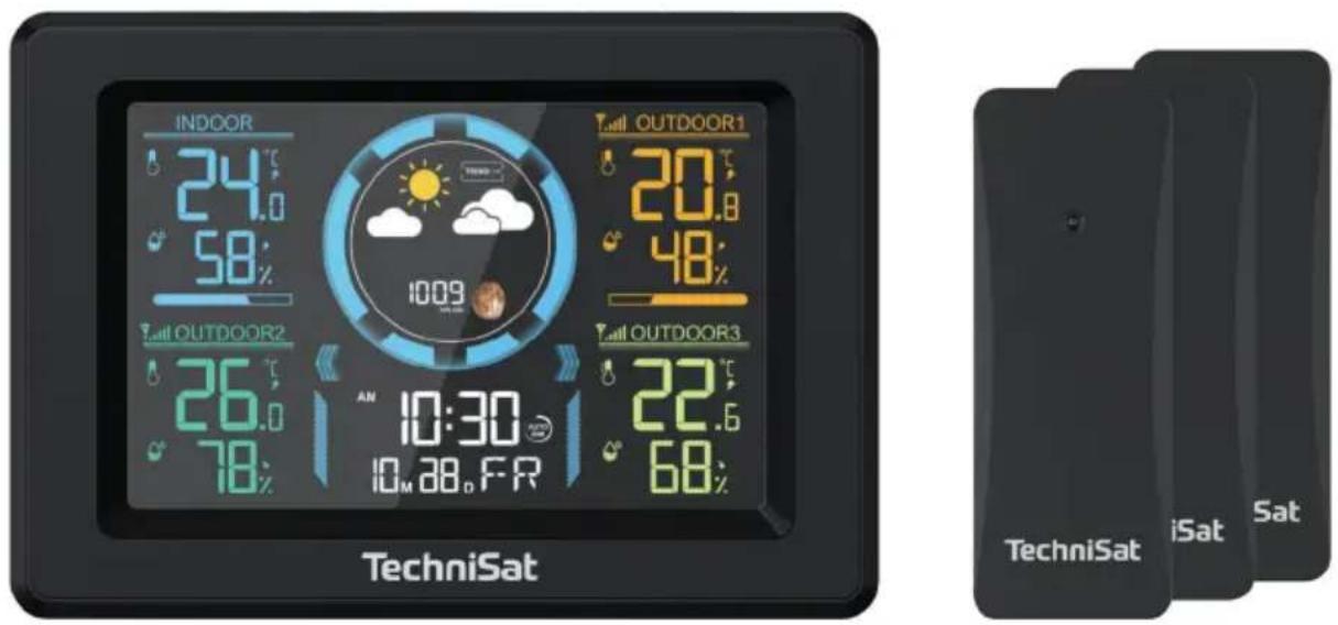 INDOOR 24.0 58% 1009 OUTDOOR1 20.8 48% 26.0 78% 10:30 10M 28.0 FR OUTDOOR3 22.6 68% TechniSat iSat Sat