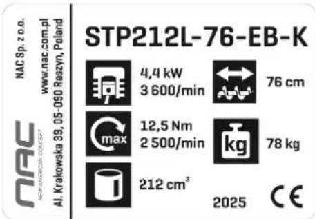 NAC STP212L-76-EB-K - Inne oznaczenia na maszynie - 1