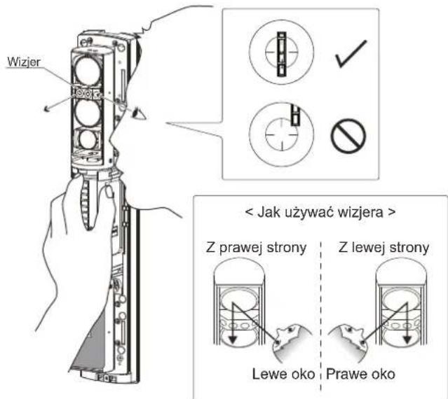 Wizjer < Jak używać wizjera > Z prawej strony | Z lewej strony Lewe oko | Prawe oko
