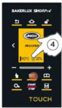 Unox BAKERLUX SHOP.Pro TOUCH XEFR-04HS-ETLV - Ustawianie temperatury i uruchamianie wyrastania ciasta - 5