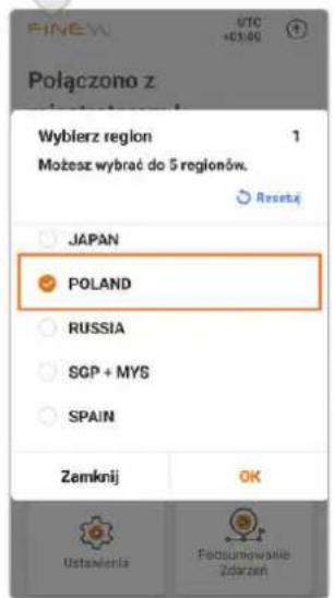 POŁACZONO z Wybierz region 1 Możesz wybrać do 5 regionów. JAPAN POLAND RUSSIA SGP + MYS SPAIN Zemknij OK Ustawienia Podiumowanie Zdarzeń