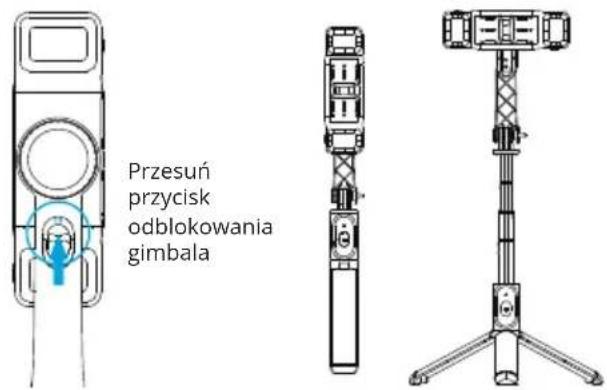 Przesuń przycisk odblokowania gimbala