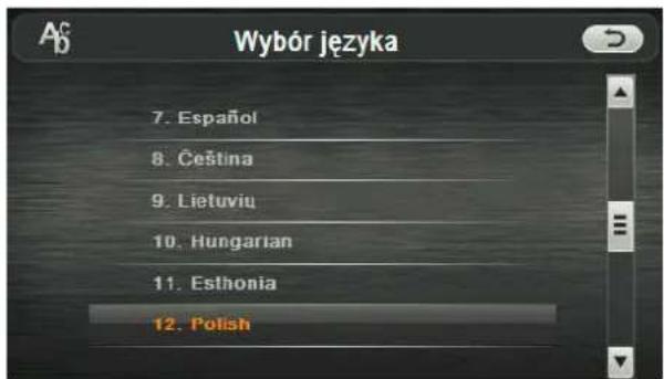 Wybór języka 7. Español 8. Čeština 9. Lietuviu 10. Hungarian 11. Esthonia 12. Polish