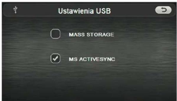 Ustawienia USB MASS STORAGE MS ACTIVESYNC