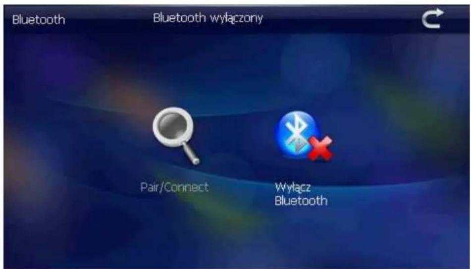 Bluetooth Bluetooth wyłączony Pair/Connect Wyłącz Bluetooth