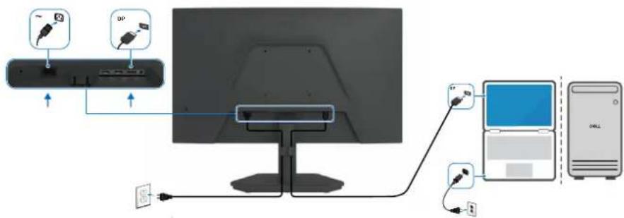 DELL SE2426HG - Podłączenie kabla DisplayPort (opcjonalny) - 1
