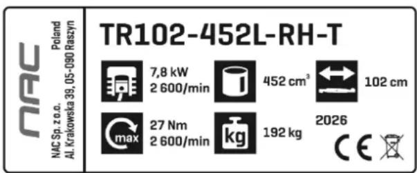 NAC TR102-452L-RH-T - Inne oznaczenia na maszynie - 1