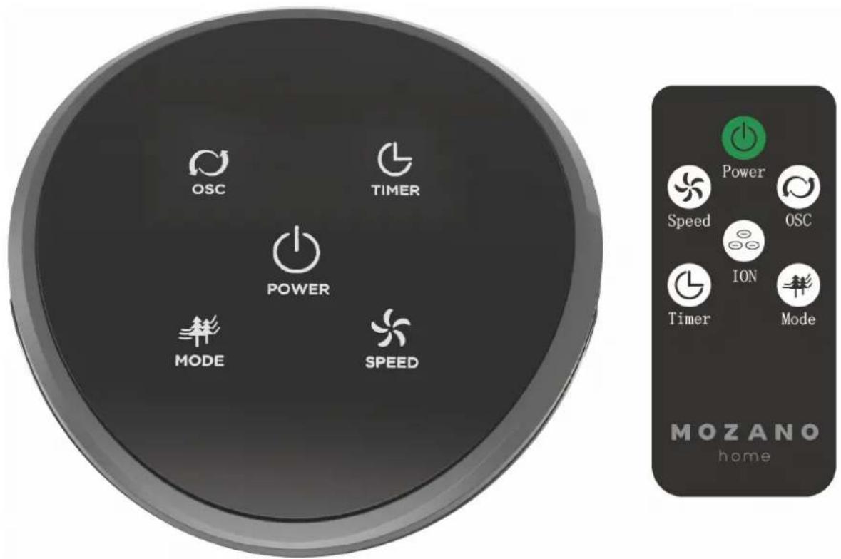 OSC TIMER POWER MODE SPEED Power Speed OSC ION Timer Mode MOZANO home