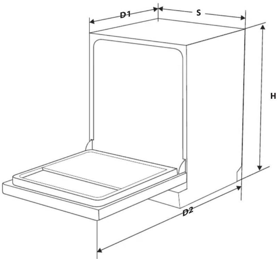 TOSHIBA DW-14F5EE-PL - Wymiary produktu - 1