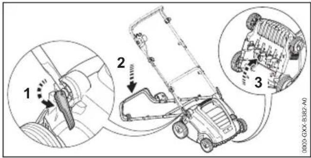 STIHL RLE 240 - Ustawianie wertykulatora w pozycji pionowej - 1