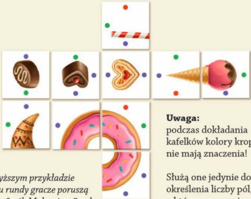 Uwaga: podczas dokładania kafelków kolory krop nie mają znaczenia! Służą one jedynie do określenia liczby pół,