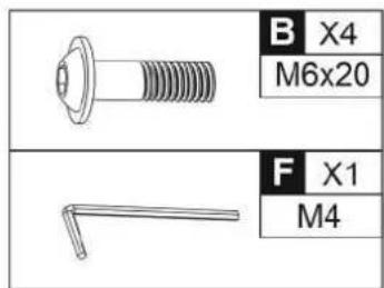 B X4 M6x20 F X1 M4