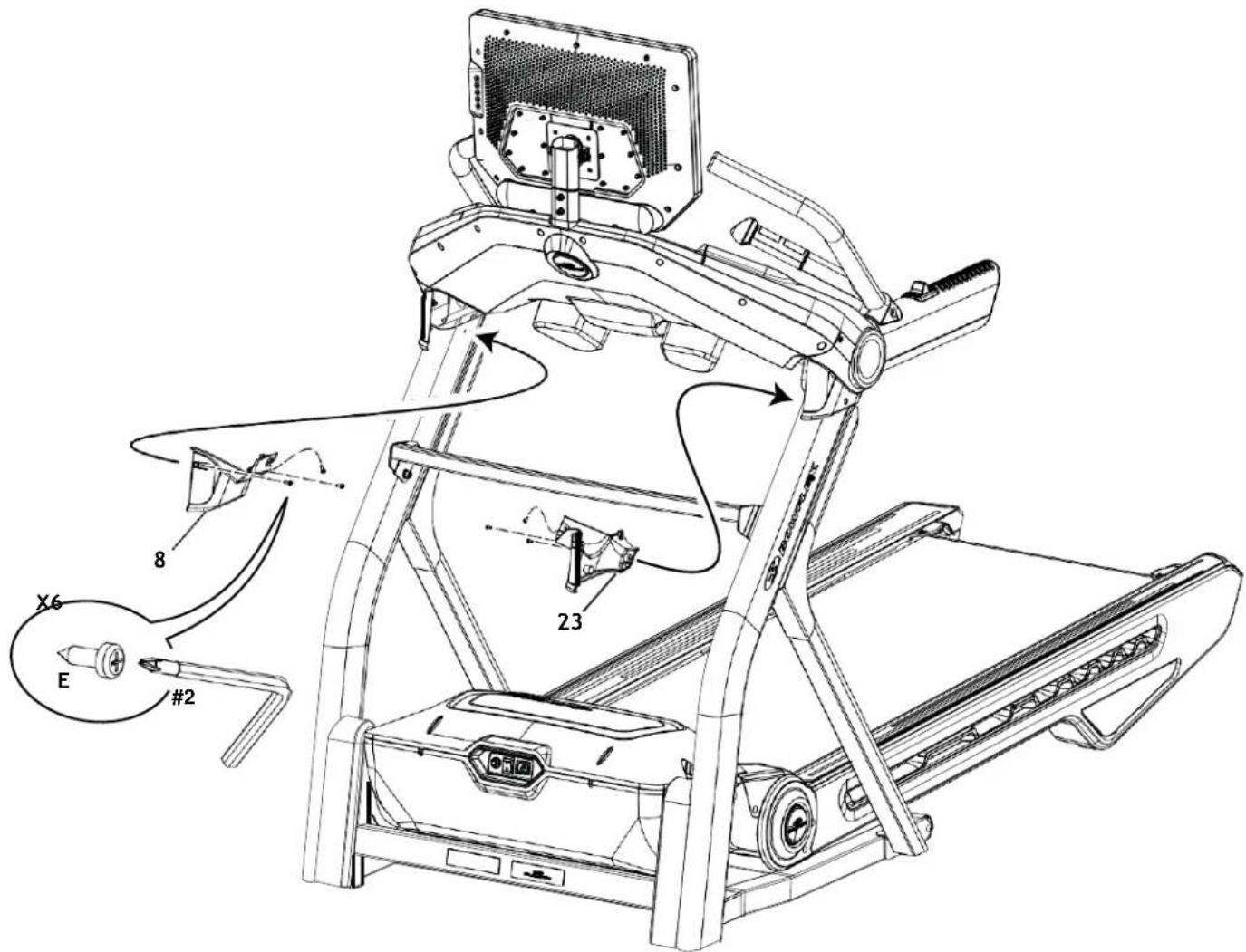 BOWFLEX T56 - Przymocuj wewnętrzne osłony złączy do ramy - 1