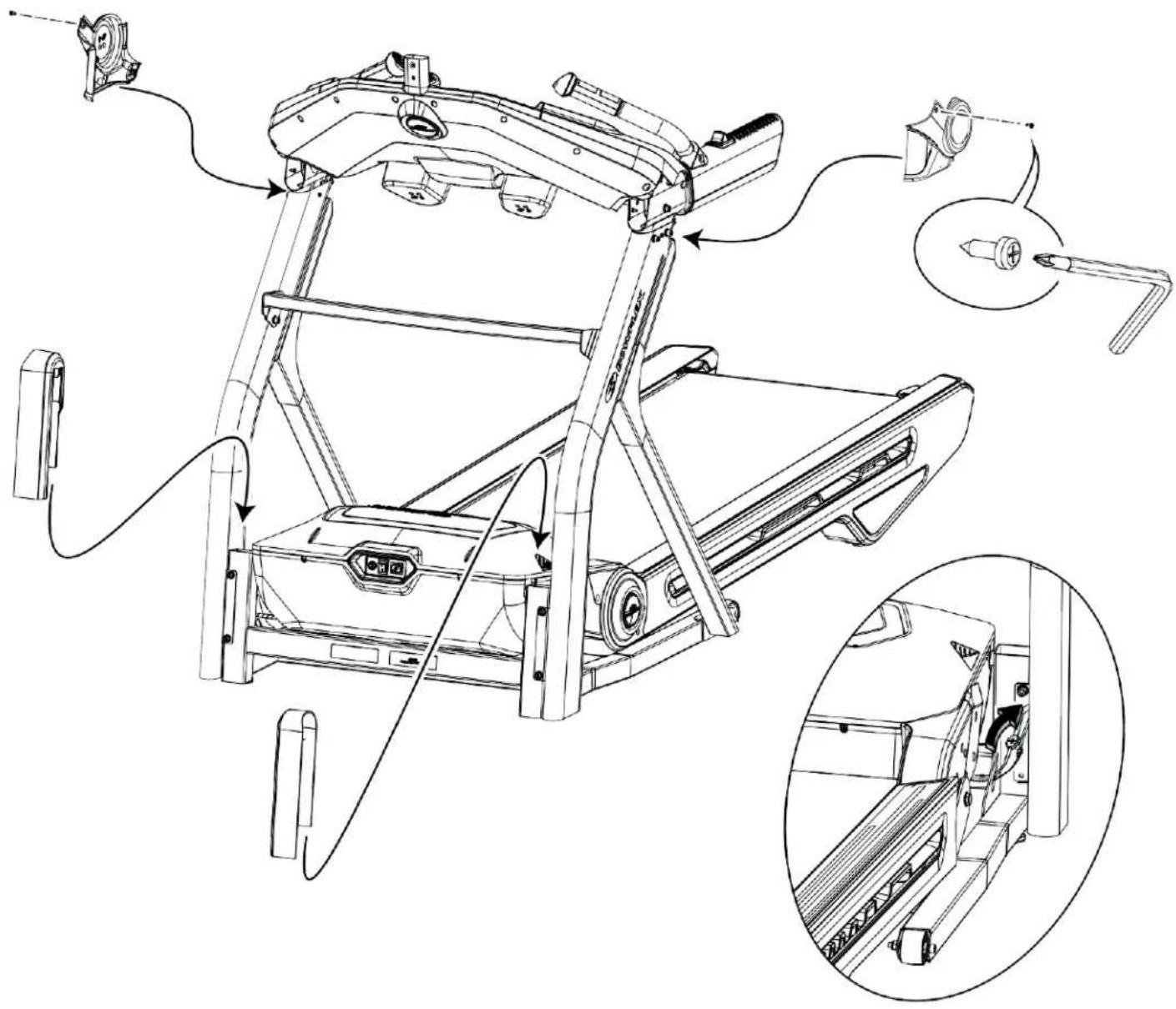 BOWFLEX T56 - Przymocuj osłony podstawy i zewnętrzne osłony złącza do ramy - 1