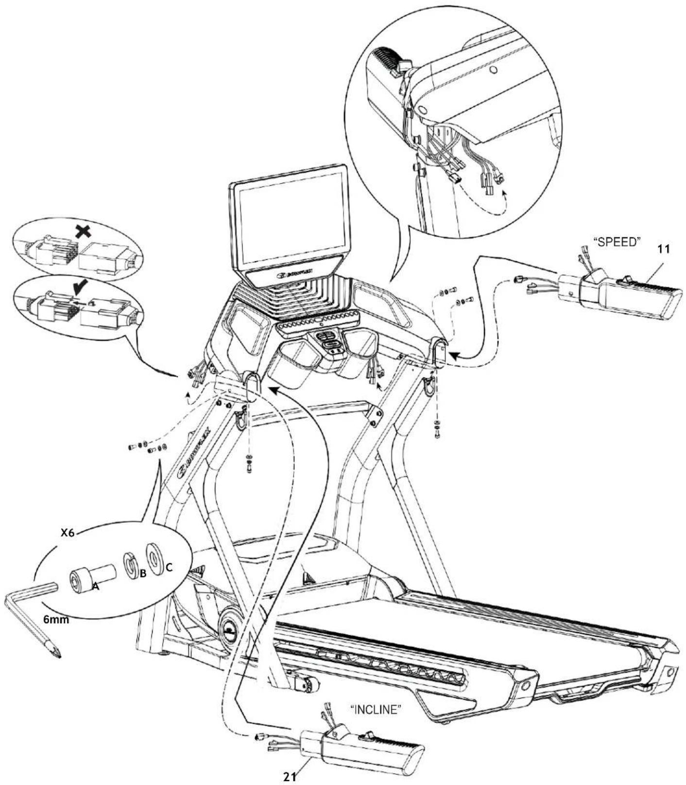 BOWFLEX T56 - Przyczep boczne uchwyty i podłącz przewody - 1