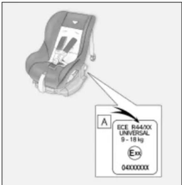 A ECE R44/XX UNIVERSAL 9 - 18 kg Exx 04000000X