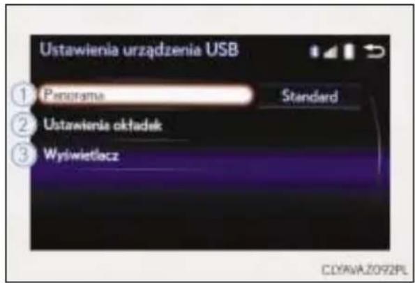 Ustawienia urządzenia USB ① Panorama Standard ② Ustawienia oktadek ③ Wytiwietlocz CDYAVA.Z092PL