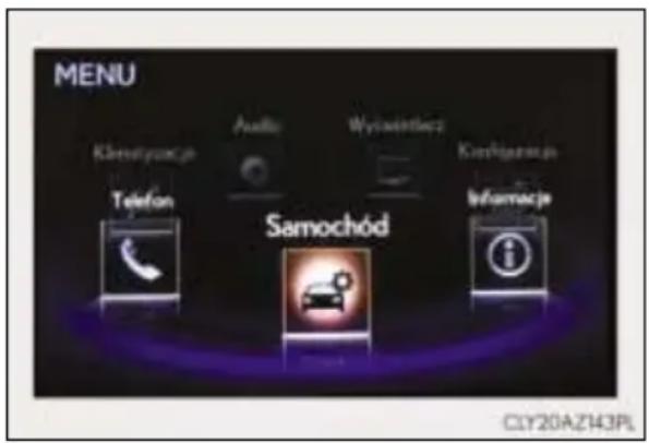 MENU Klinnyuńcje Audio Wycniwicz Konfigerów Telefon Samochód Informacje CJY20AZ143PL