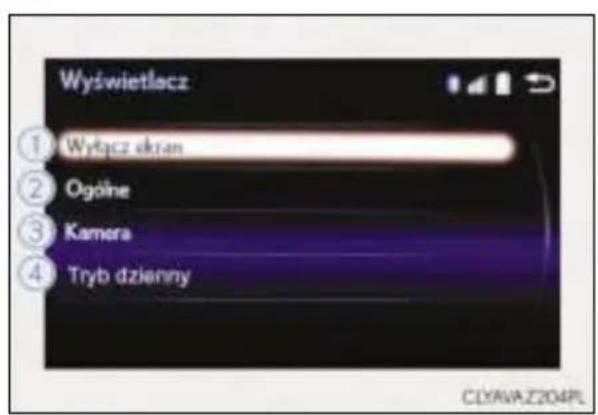 Wyświetlacz ① Wyłącz ekran ② Ogólne ③ Kamera ④ Tryb dzienny