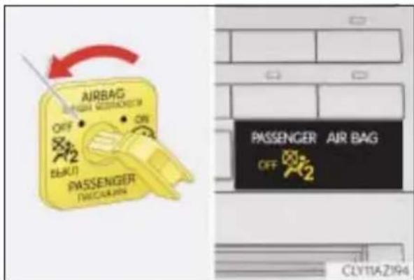 AIRBAG OFF ON BUT PASSenger DISCUITEN PASSENGER AIR BAG OFF CLY11AZ194
