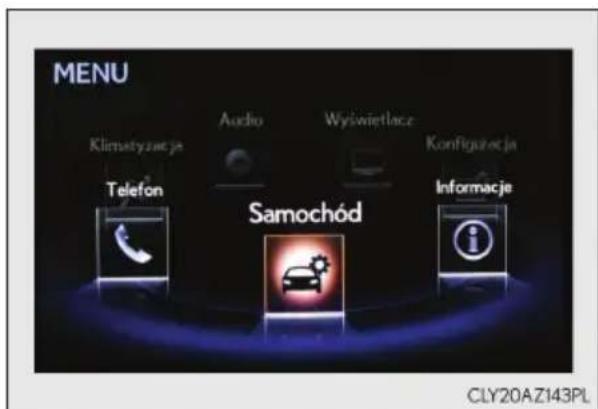 MENU Klimstyrzacja Audio Wyświetlące Konfigużacja Telefon Samochód Informacje CLY20AZ143PL