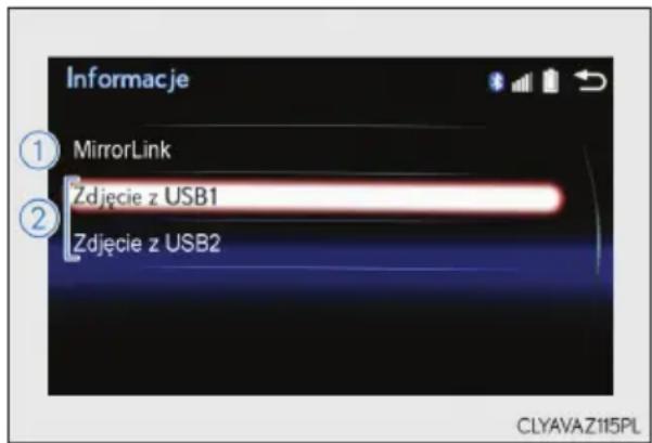 Informacje ① MirrorLink Zdjęcie z USB1 ② Zdjęcie z USB2 CLYAVAZ115PL