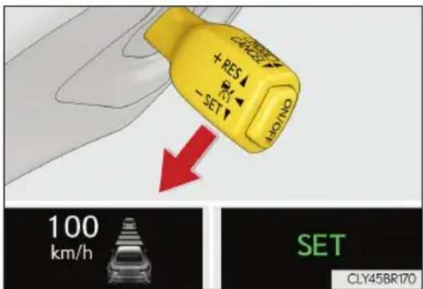 LEXUS RC 300h (2016) - Zaprogramowanie prędkości jazdy (tryb kontroli odstępu od poprzedzającego pojazdu) - 2