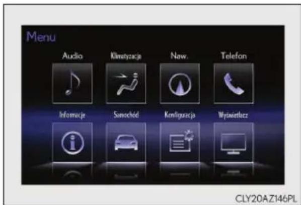 Menu Audio Klimatyzie New. Telefon Informacje Sinochód Konfiguracja Wytwietlcz CLY20AZ146PL
