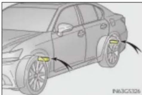 LEXUS GS 460 (2017) - Ostrzeżenie dotyczące zakłóceń działania urządzeń elektronicznych (wersje z układem monitorowania ciśnienia w ogumieniu z funkcją wyświetlania wartości ciśnienia w oponach) - 1