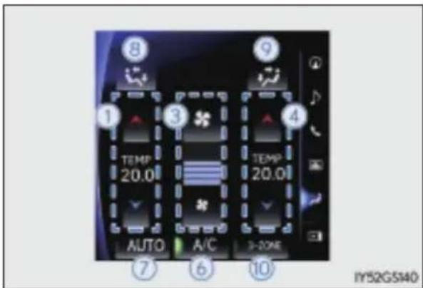 1 TEMP 20.0 AUTO A/C 3-ZONE 2 3 4 5 6 7 8 9 IY52GS140