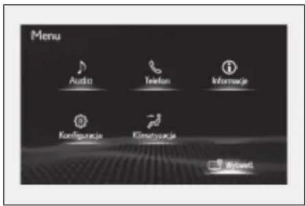 Menu Audio Telefon Informacje Konfiguracja Klimyścja Wydwart