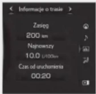 Informacje o trasie Zasięg 200 km Najnowszy 10.0 L/100km Czas od uruchamiento 00:20